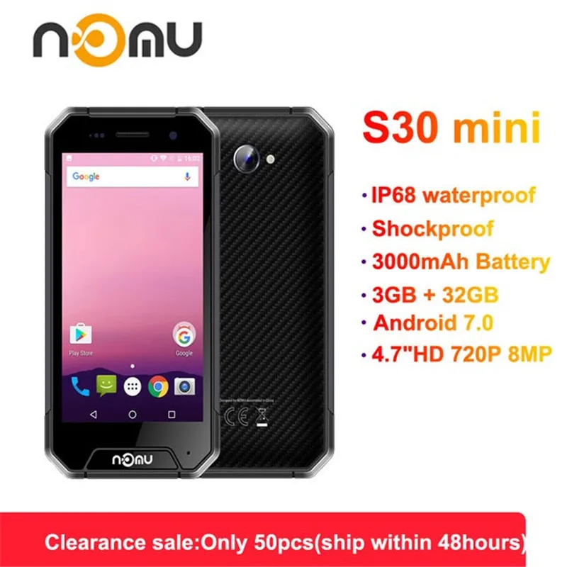 

Original NOMU S30 mini 4G Mobile Phones Android 7.0 3GB+32GB Quad Core Smartphone 720P 8MP Camera 4.7 inch Shockproof Cell phone