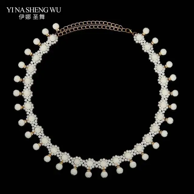 2018 Newest Women Belly Dance Jewelry Crystal Chain Accessories Rhinestone Pearl Belt Belly Dance Waist Belt White Pearls Decor