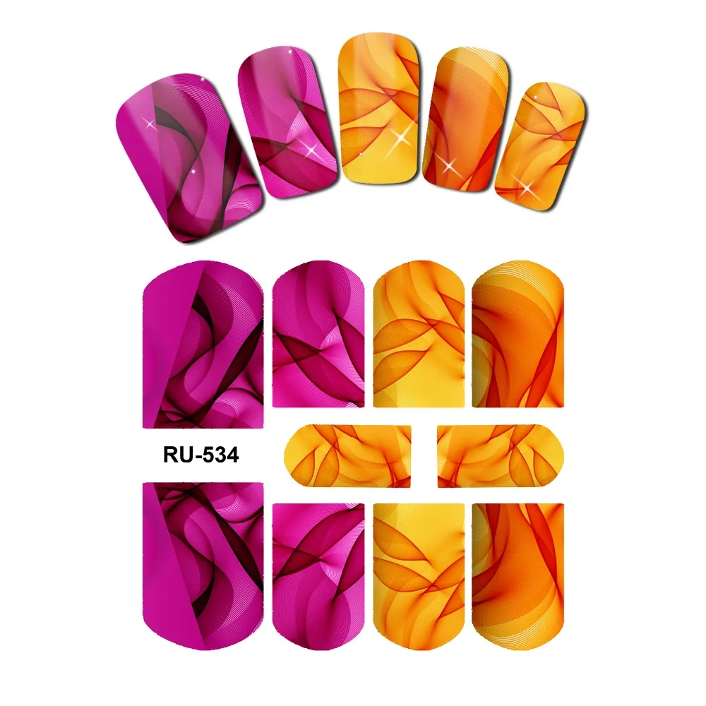 

NAIL ART NAIL WATER STICKER DECAL FULL COVER FLOWER RAINBOW MULTI COLORS GRANDIENT SATIN LACE SILK MESH PATTERN RU529-534
