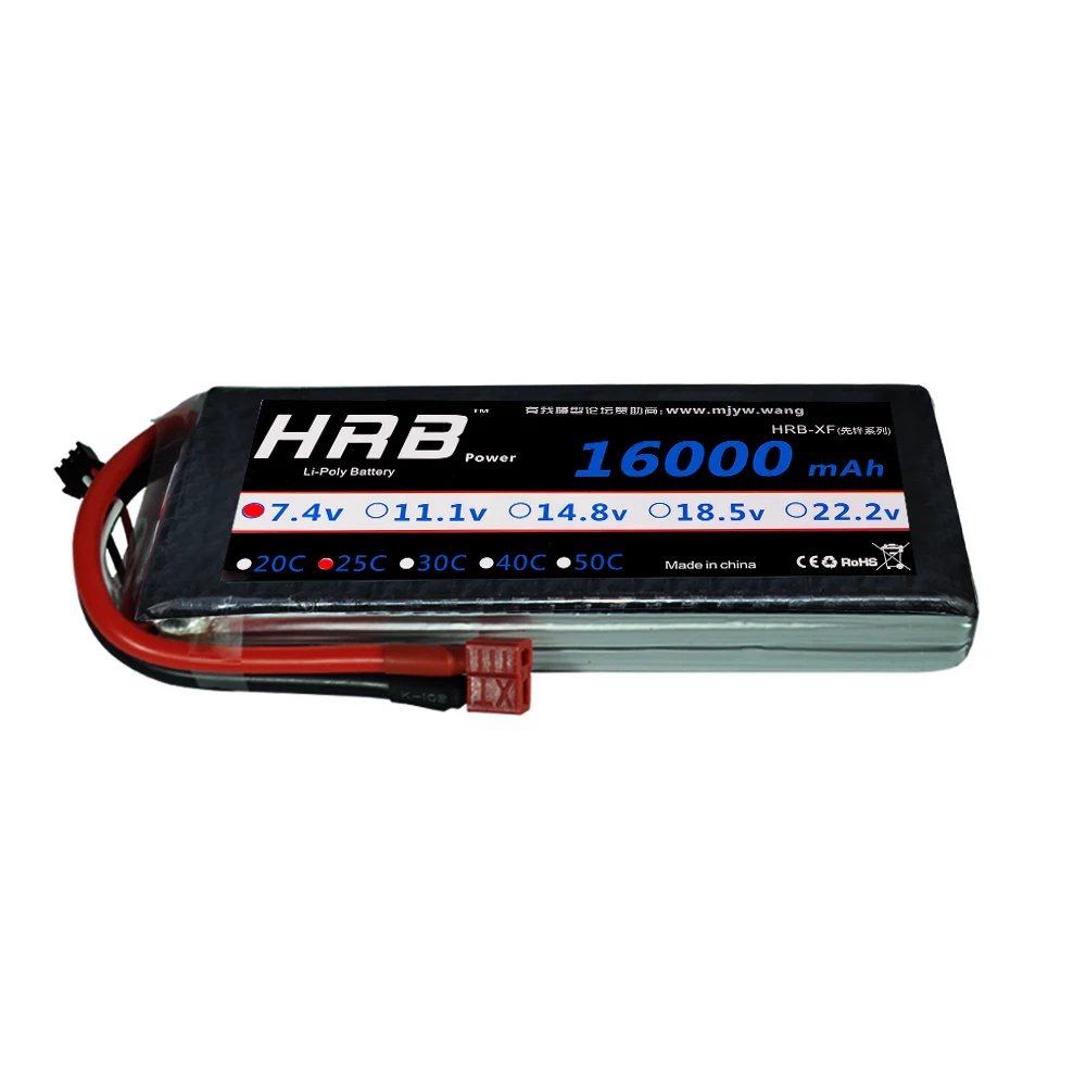

HRB Lipo Battery 2S 16000mah 7.4V 25C Max 50C For Quadcopter Helicopter RC Airplane Multicopter Drone FPV