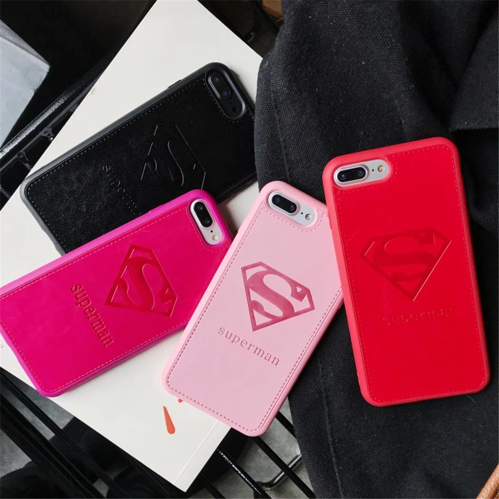 

Colorful Candy Silicon Leather TPU+PU Anti-knock Case For iPhone 7 7 Plus Super Hero Superman Back Cover For iPhone 8 8 Plus