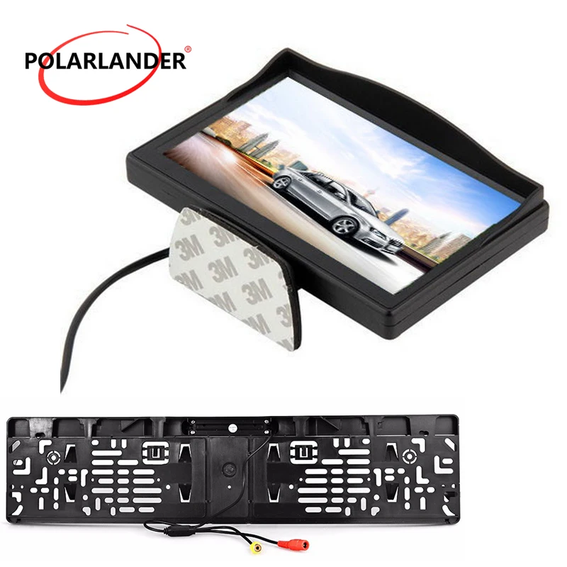 

Parking Monitor European License Plate HD Desktop Silver/Black LED Reversing Camera Wireless Transmitter 5 Inch TFT Car Monitor