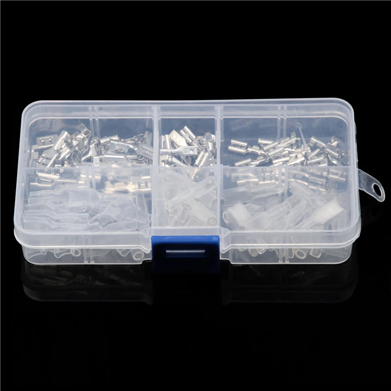 120/270pcs 2.8mm/4.8mm/6.3mm Female/Male Spade Terminals Connectors Crimp Terminals With Insulating Sleeve Assortment Set