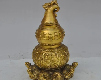 

China Brass turtle 3 Longevity God Fu Lu Shou Statue gourd Statue jar Bottle