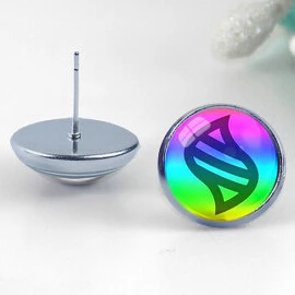 

2017 Japan Anime Pokemon mega Silver Stud Earrings Women 12mm/0.47inch men 1pcs New Cartoon earring free shipping Dr Who Jewelry