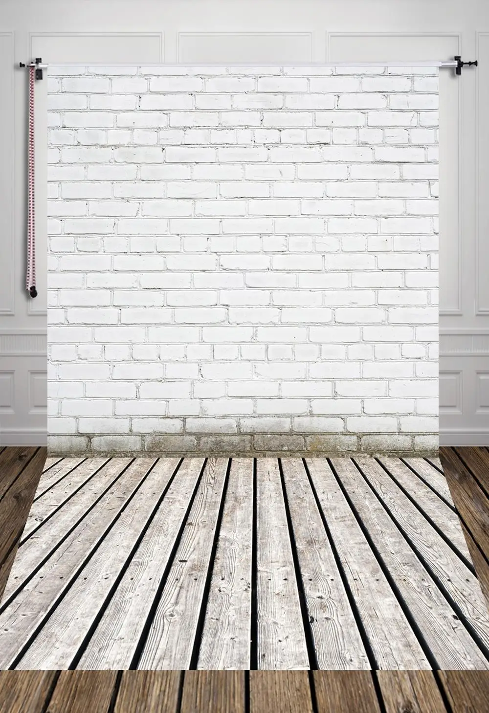 White brick wall foor photography backdrop  Art fabric newborn pet vintage photography background D-917