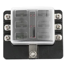 

12-32V 100A 6 Way Car Fuse Box Blade Fuse Holder Box Block Case with Red Indicator Warning Light ATC Fuse Blocks