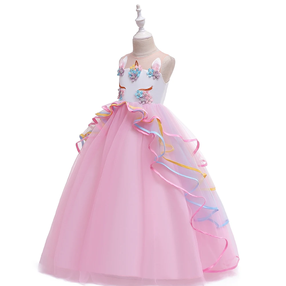 Платья с единорогом для девочек, пасхальное платье принцессы Детский карнавальный костюм с единорогом, Детские платья для девочек, праздничное платье для детей от 6 до 14 лет