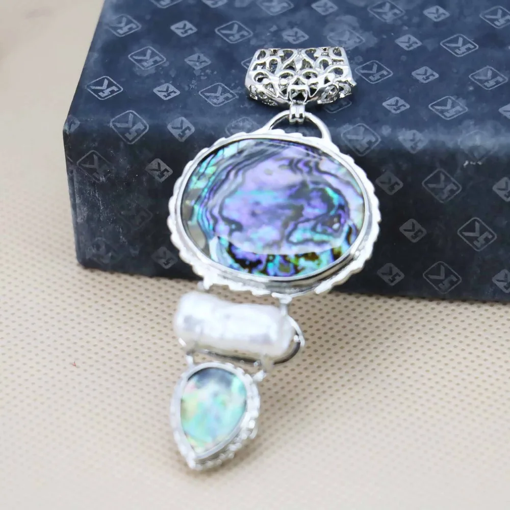 

32*59mm Fashion Accessories Series stripe 3Parts Abalone seashell sea shell pendant embroider crafts jewelry making design diy