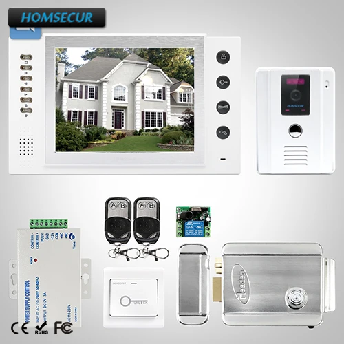 

HOMSECUR 8" Wired Video Door Phone Intercom System Electric Lock+Keys Included : TC011-W Camera(White)+TM801R-W Monitor(White)
