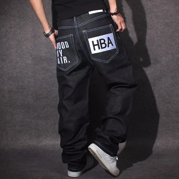 Джинсы, Мужские Мешковатые Черные повседневные джинсы в стиле рэп, свободные штаны в стиле хип-хоп, свободные джинсы в стиле хип-хоп для мальчиков, большие размеры 30-44, holyl