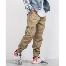 Высокое качество повседневные спортивные штаны на молнии с пуговицами high Street мужские эластичные ленты на молнии стерео спортивные брюки с карманами