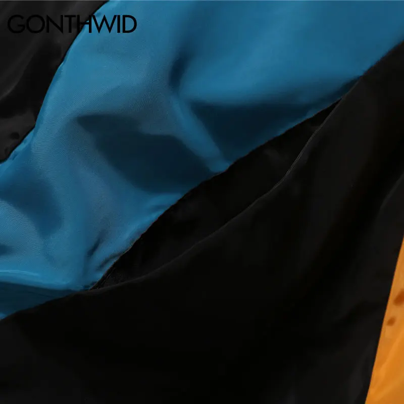 GONTHWID Винтаж цвет блок лоскутное печатных трек куртки для мужчин повседневное