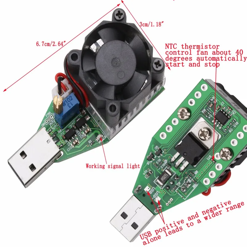 USB 15 Вт Регулируемый постоянного тока Электронные нагрузки разрядник DC 3,7 ~ 13 В