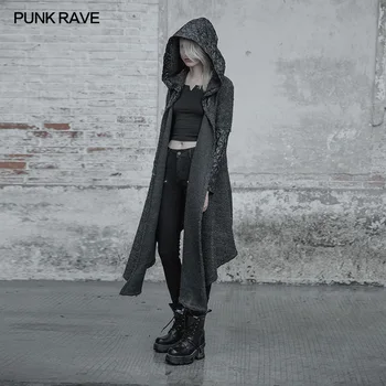 

PUNK RAVE Women Gothic Fashion Vintage Loose Cardigan Women Sweater Cape Coat Punk Style Personality Hoodie Cloak Cape