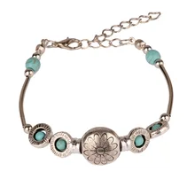 BR259 Gypsy Tibetan Silver TURQUOISE Stone Flower Beads Handmade Vintage Bracelet Bangle Jewelry Jewellery BR259 Gypsy Tibetan Silver TURQUOISE Stone Flower Beads Handmade Vintage Bracelet Bangle Jewelry Jewellery