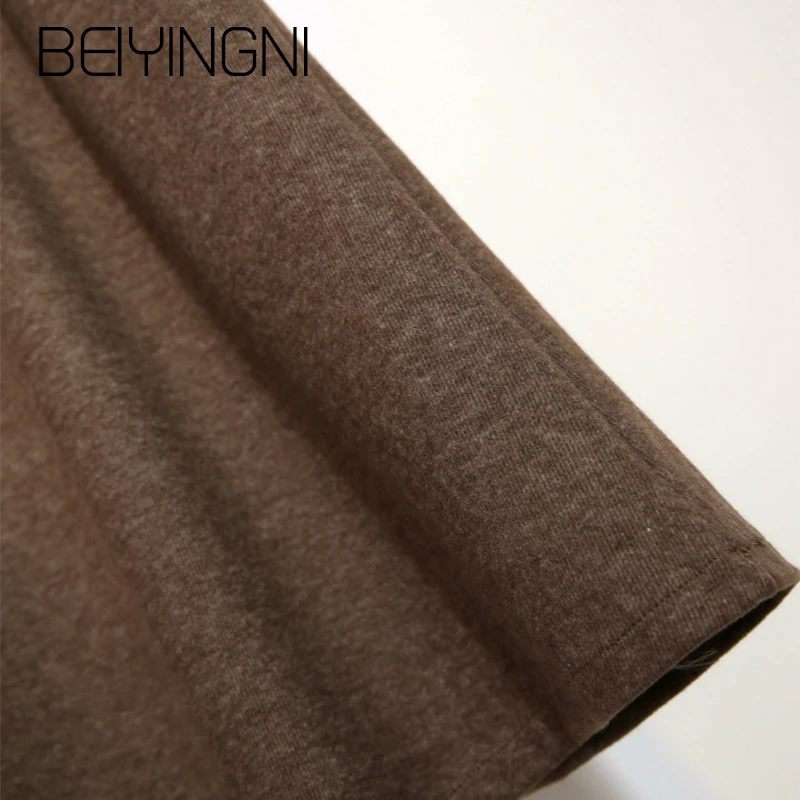 Beiyingni Autumn Knitted High Waist Skirt Women Large Size Vintage Office Lady Faldas Casual Simple A-line Skirts Saia Midi Warm