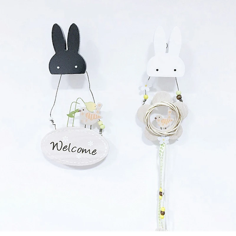 

Wooden Rabbit Shape Hook Wall Hangers Kitchen Organizer Cocina Kitchen Supplies Shelf Kids Room Hanging Decor