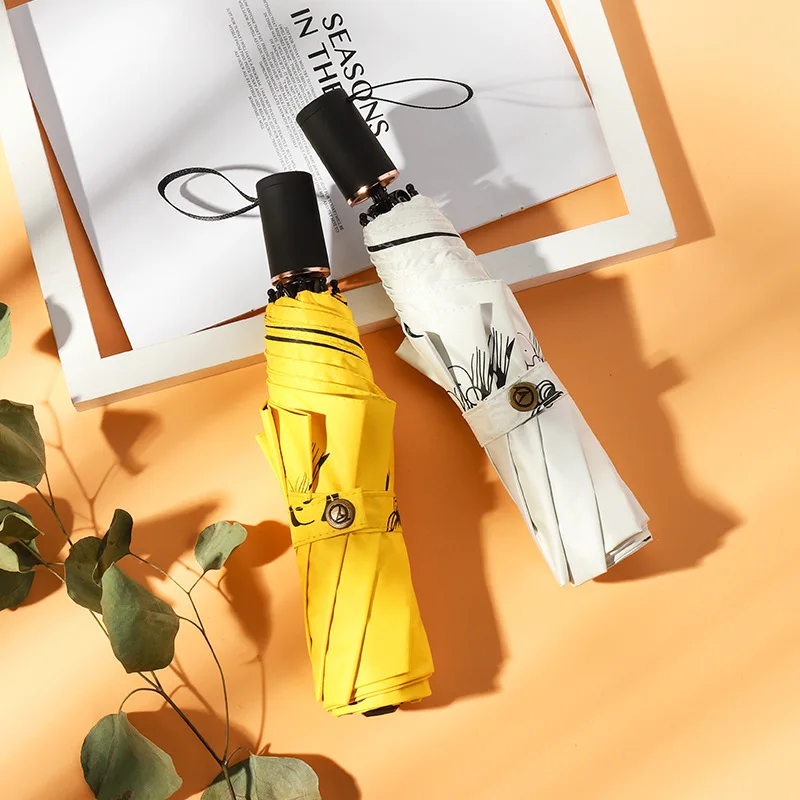 Men Umbrella Female Sun Protection Folding Umbrella Rain Woman's Parasol Kids Students Sunscreen Anti-UV Sunny Umbrella Gift
