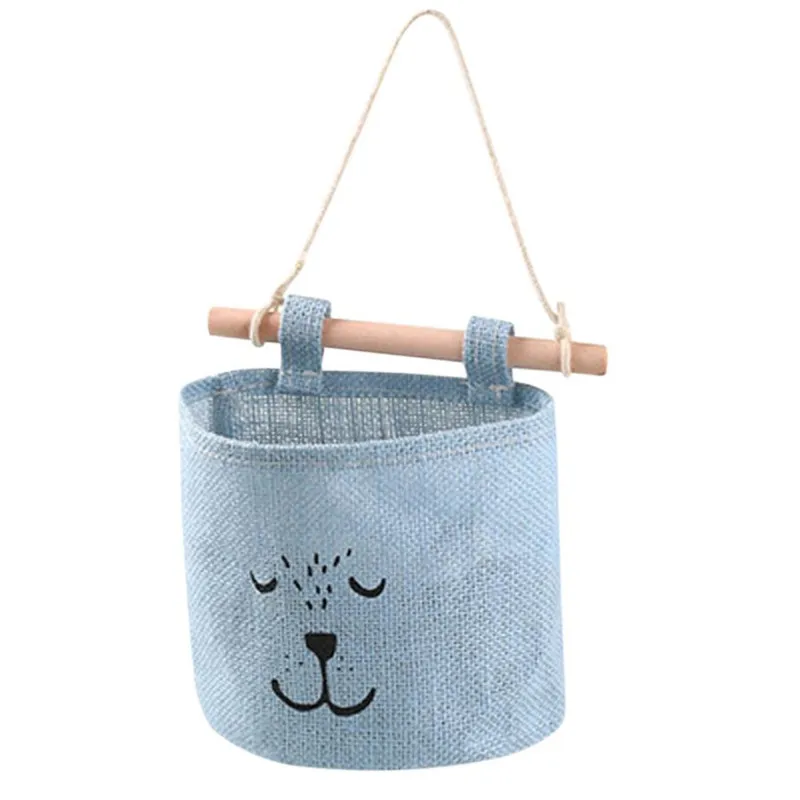 

Behind door Storage Toys Pocket Bag with support Bar handle Bathroom Sundries Organizer hanging Pouch Wall hang bags Jute #B5