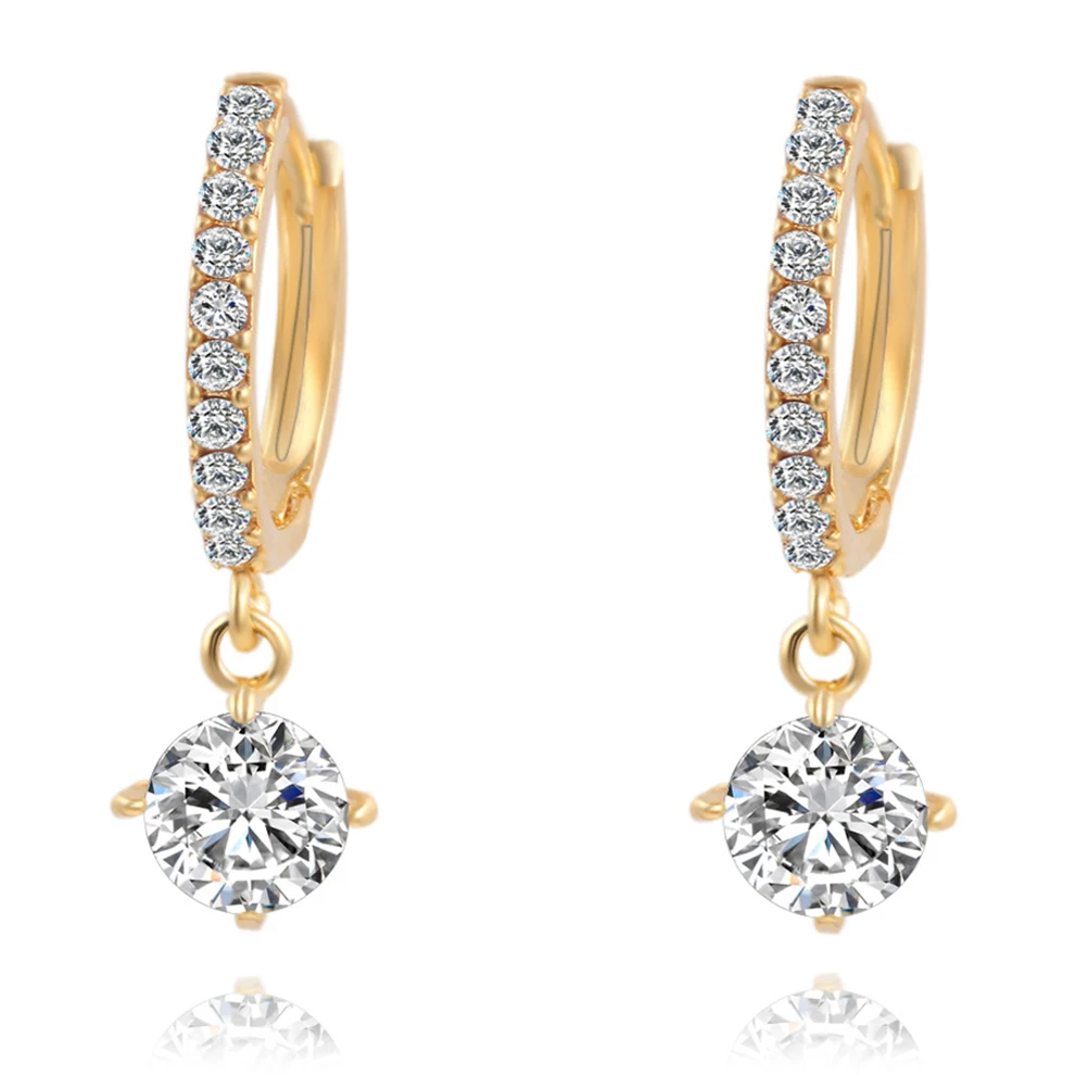 1 Pair Women Crystal Rhinestone Stud Earrings Jewelry Goldin Stud