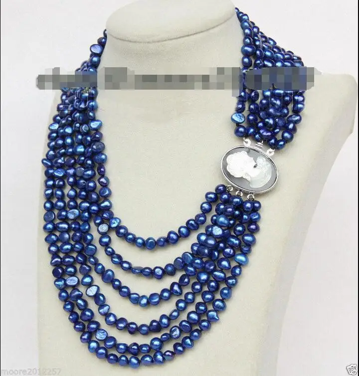 

Hot selling free shipping******* New fashion 6row 6-7mm south sea Natural blue baroque Fresh water Pearl Necklace