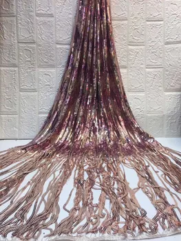 

on sale high quality wave pattern JOYCE-5315 Multicolor sequins African lace fabric French tulle lace Nigeria lacE