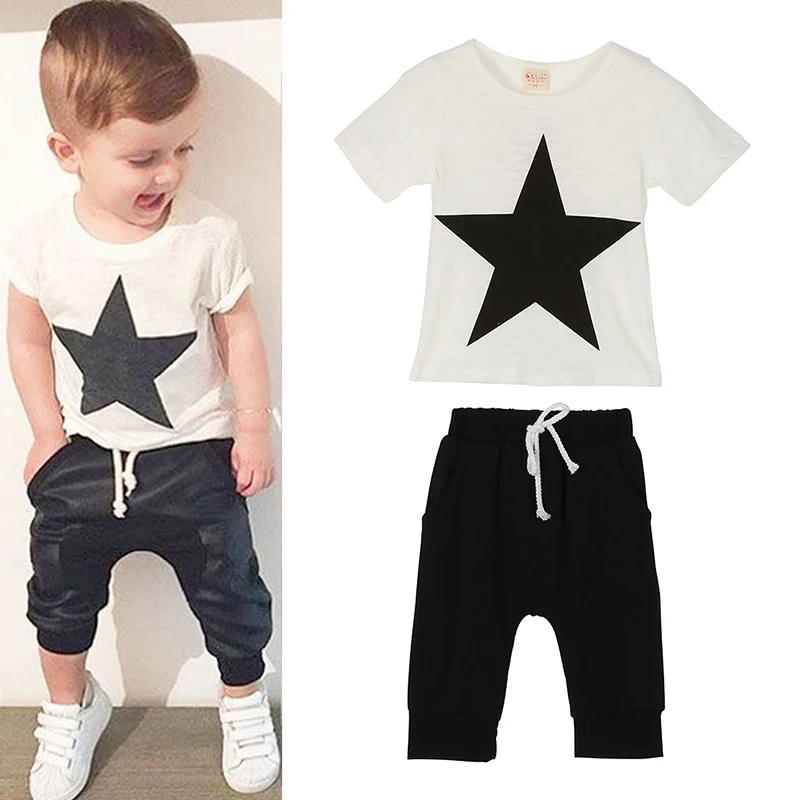 Baby fashion clothes summer kids clothes sets t-shirt+pants suit clothing set Star Printed Clothes newborn sport suits LH6s