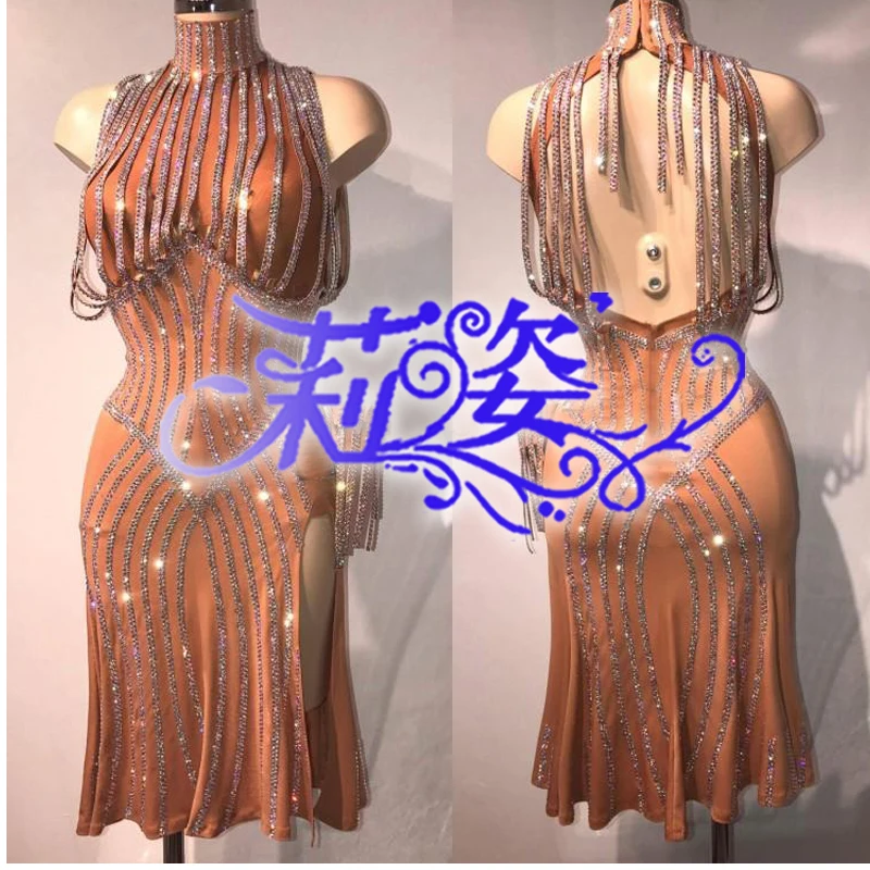 Женское леопардовое платье для латиноамериканских танцев Румба Самба ча-ча