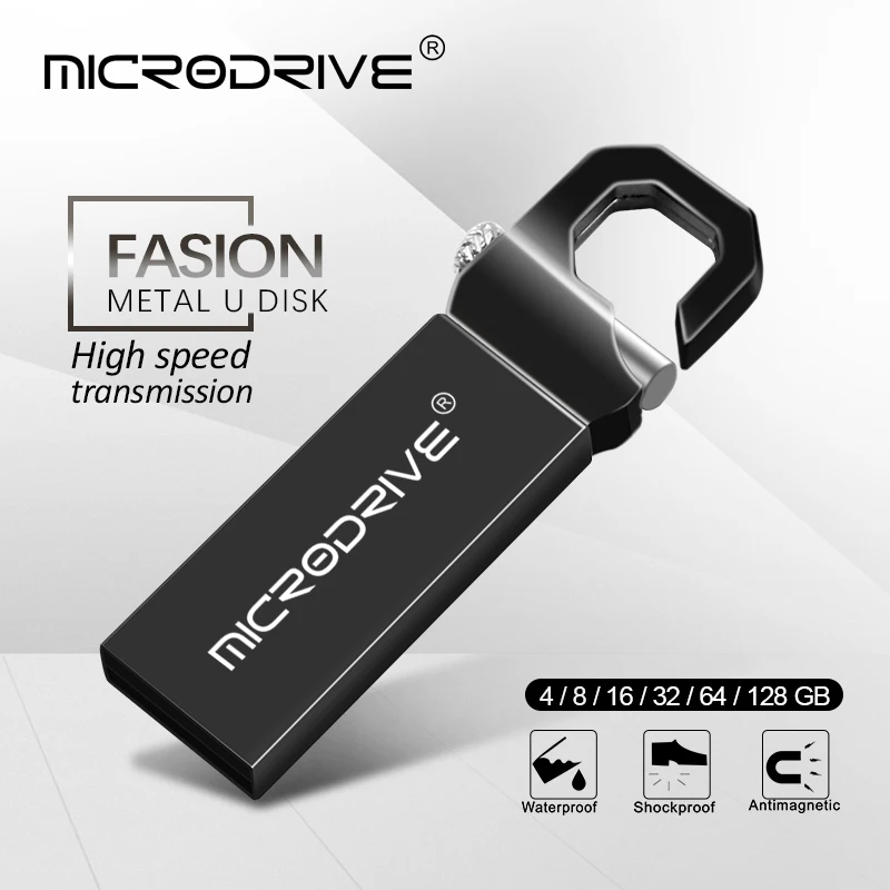 Металлический usb флеш-накопитель с крючком, реальная емкость, USB 2,0, флеш-накопитель, 16 ГБ, 32 ГБ, 64 ГБ, супер тонкий флеш-накопитель, водонепроницаемая usb-флешка, u-диск