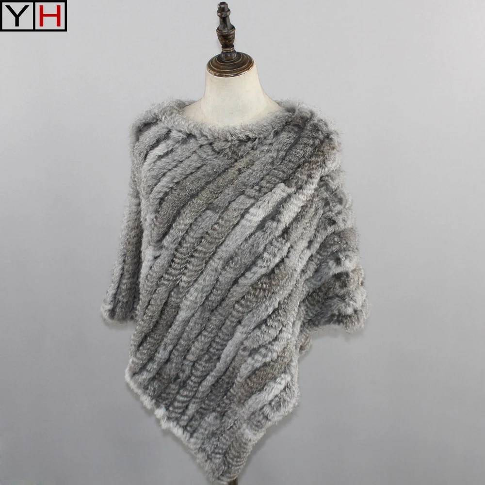 Women fashion Poncho real Rabbit Fur New Knitted real Rabbit Fur Shawl Genuine Rabbit Fur Poncho natural Fur capes