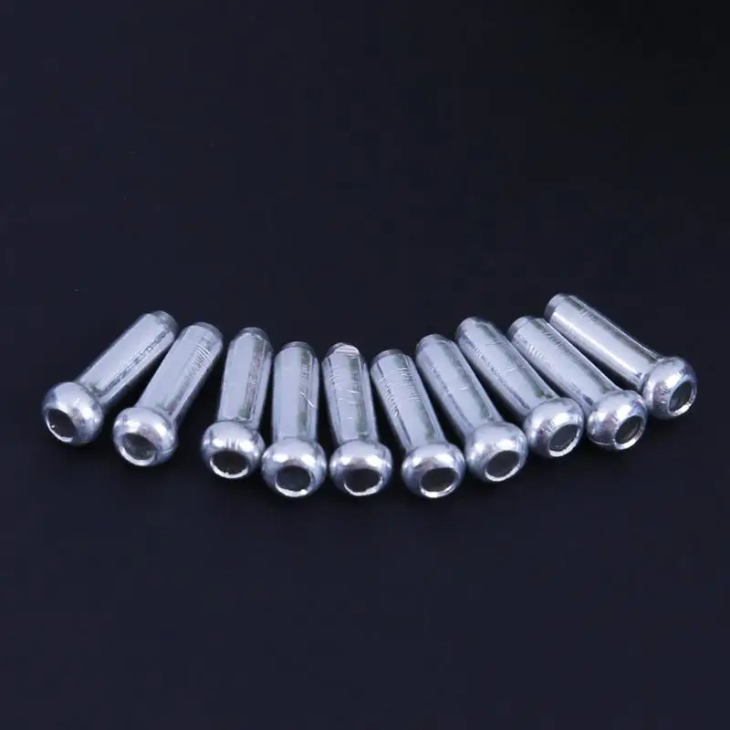 Bicycle Brake Cable Tips 100PCS/Set Aluminum Alloy MTB Bike Bicycle Brake Cable Tips Bicycle Brake Shifter Inner Cable Tips Wire End Cap Crimps Sliver