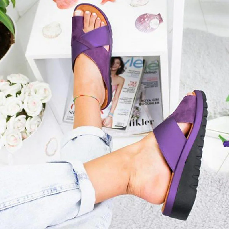 

Summer Solid Color Slippers Women Shoes Beach Clip Toe Retro Boho Female Shoes Wedges Flip Flops Flat Sandals Ladies Shoes
