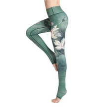 

Women Chinese Ink Color Print Yoga Pants High Elastic Fitness seamless Sport Leggings Tights Female Running Sportswear Quick Dry