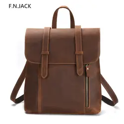 F. N. JACK модный мужской рюкзак водонепроницаемый из натуральной кожи дорожная сумка мужская большая емкость подростковый мужской ноутбук
