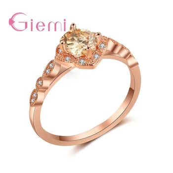 

Exquisite Top Quality Rose Gold Color AAA Cubic Zirconia Finger Rings Crystal Jewelry For Women Ladies Present Accessories