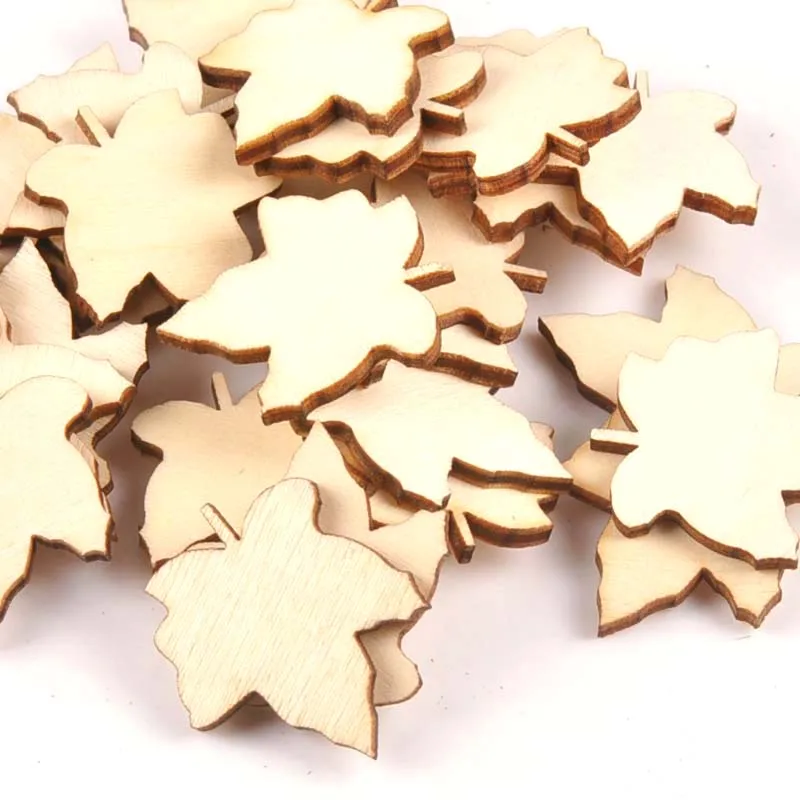 

25Pcs 29x33mm Maple Leaf Pattern Unfinished Wood DIY Crafts Scrapbook Wooden Ornaments Handmade Accessories Home Decor m1567