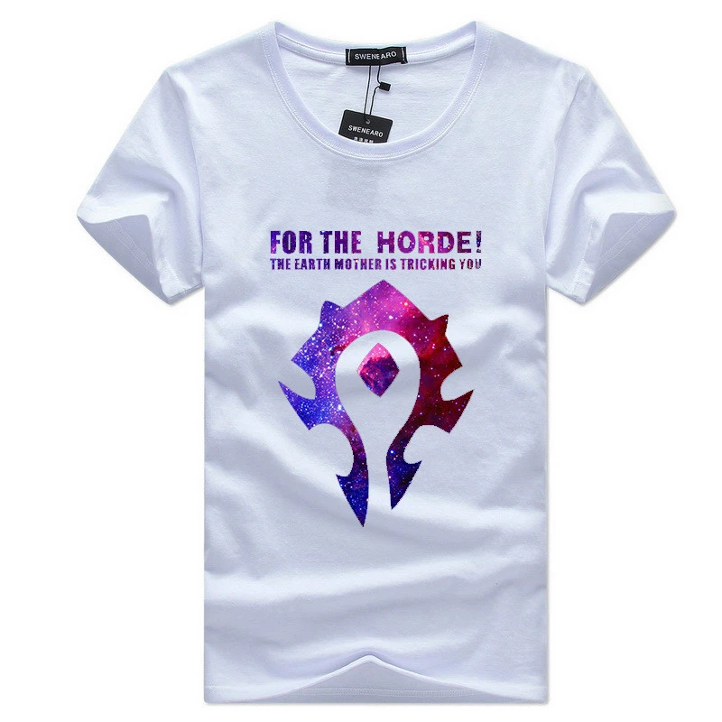 Летняя мужская футболка, Повседневная хлопковая футболка, мужская приталенная футболка с коротким рукавом и круглым вырезом, мужские футболки с принтом World of Warcraft