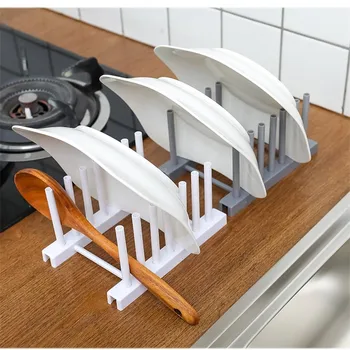 

Kitchen Shelf White Plastic Dish Lid Stand Kitchen Supplies Storage Rack Storage Stand Storage Organizers