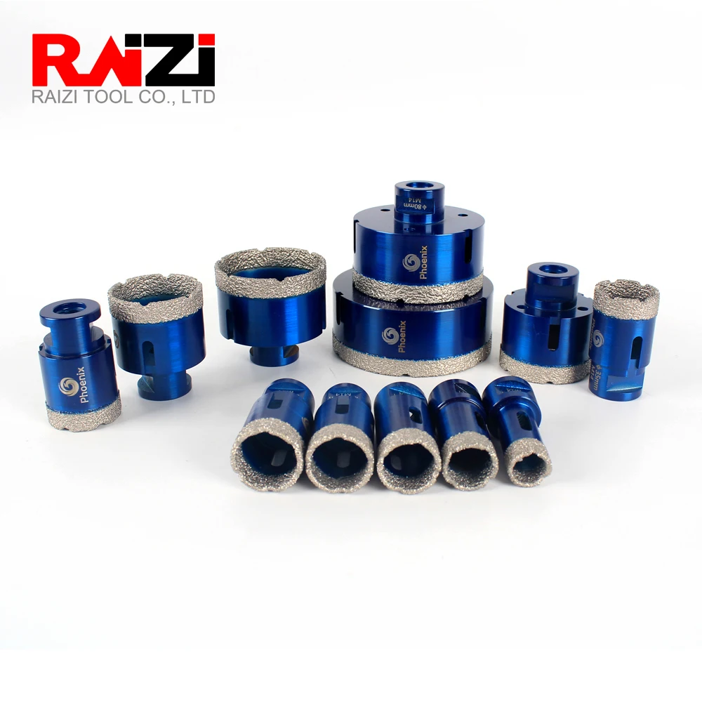 Raizi Dry Vacuum Brazed Diamond Core Hole Saw Drilling Bits For Porcelain Tile,Ceramic,Granite,Marble stone,Concrete.