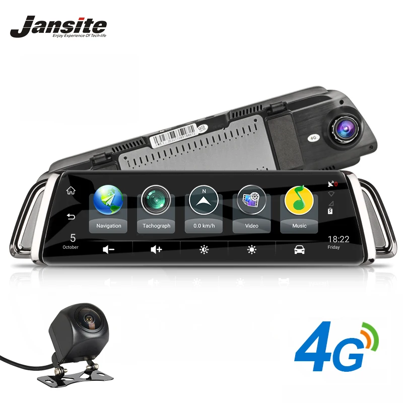 Jansite 4G видеорегистратор Android 5 1 Автомобильная камера 10 дюймов сенсорный экран GPS