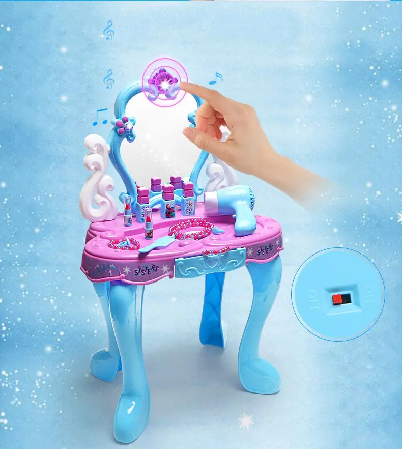 

Newest Pretend play make-up toys Annaelsa Princess Girl toys juguetes Party Simulation Dressing Table Children Christmas gift