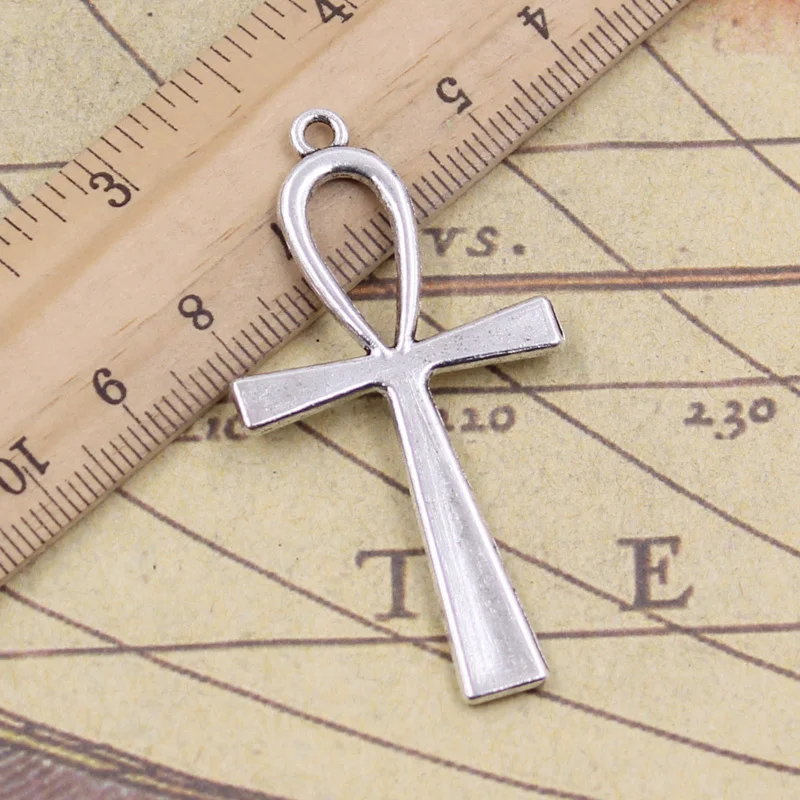 

4pcs/lot Charms anka cross egyptian ankh life symbol 52x28mm Tibetan Silver Pendants Antique Jewelry Making DIY for Necklace
