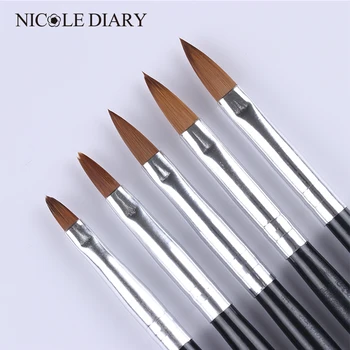 

5 Pcs Acrylic Carving Flower Pen UV Gel Drawing Brushes Set Multi-Size Coarse Hair Black Handle Nail Art Tools Kit