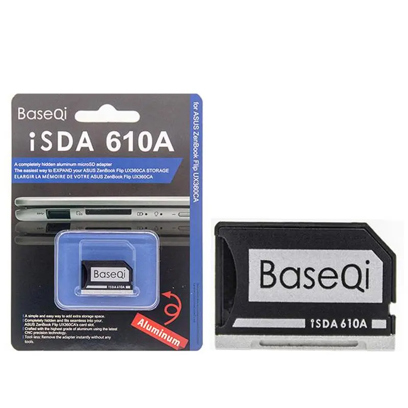Original BASEQI Aluminum MiniDrive Micro SD Card Adapter Metal Card Reader For Notebook Asus ZenBook Flip Ninjadrive 610A (1)