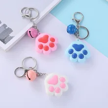 Großhandel Frauen Schlüssel Kette Gemischte Farbe Emaille Katze Hund/Bärentatze Druckt Schlüssel Kette 2019 Neue Mädchen Schlüsselanhänger Für schlüsselbund tasche Schmuck(China)