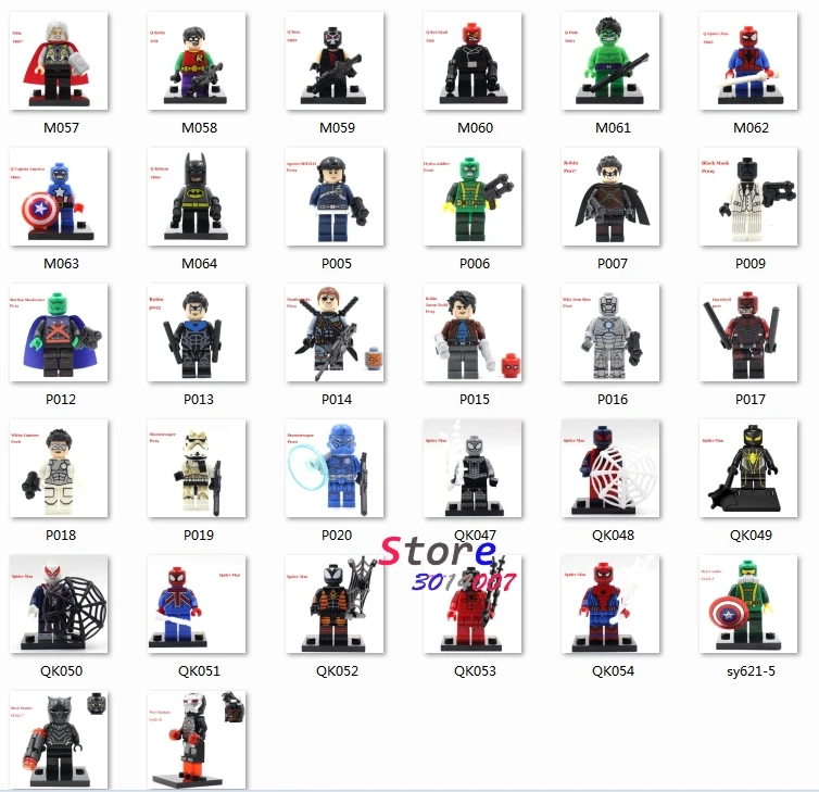 

Single Building Blocks A few stock out of print super hero Spider-Man Odin Hulk Batman Bane Iron man toys for children