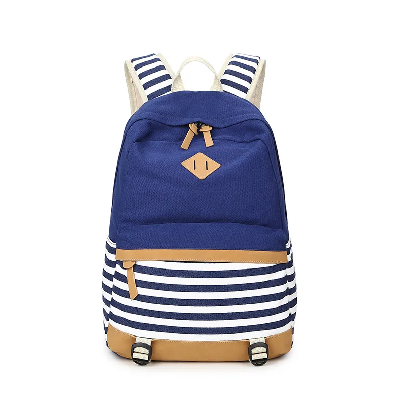 Westcreek Preppy Bagpack Female Canvas Striped Printing Backpack Women Computer Back Pack Lady School Bags for
