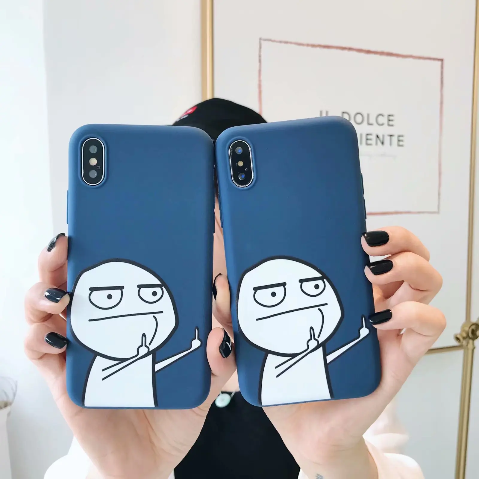

JAMULAR Funny Case For iPhone 7 XS Max 8 6 Plus Cartoon Middle Finger Phone Coque For iPhone X 10 XR XS 6 6s Soft TPU Back Cover