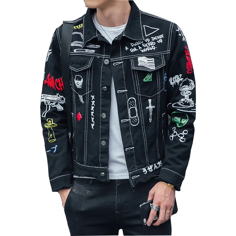 graffiti denim jacket mens